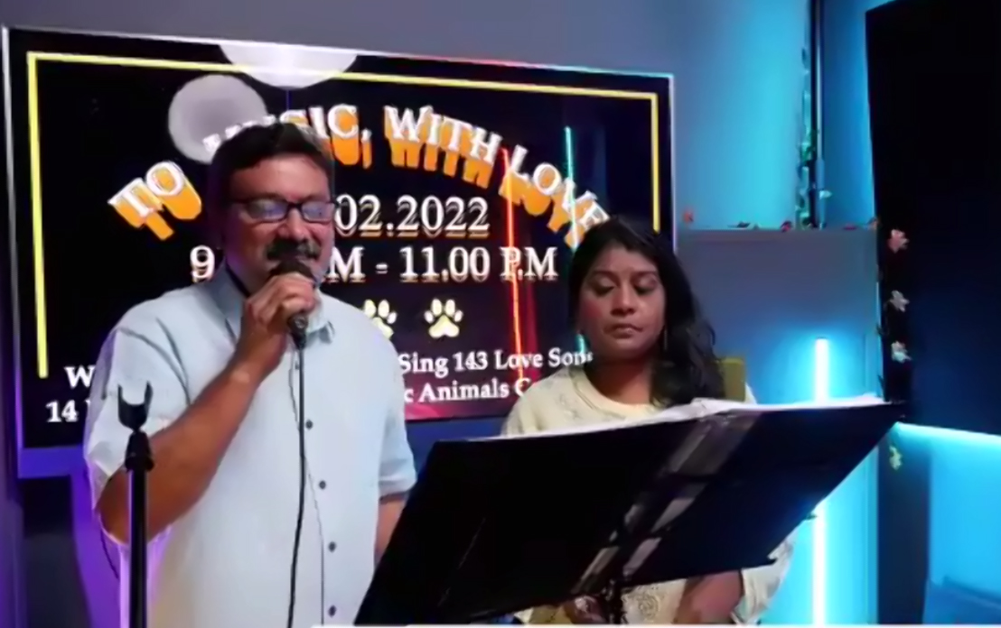 World Record for singing 143 Love songs for  14 hours in aid of domestic animals care & welfare